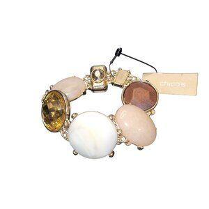 Chico's Chunky Azalea Mag Stone Metal Link Magnetic Closure Bracelet Y2K NWT